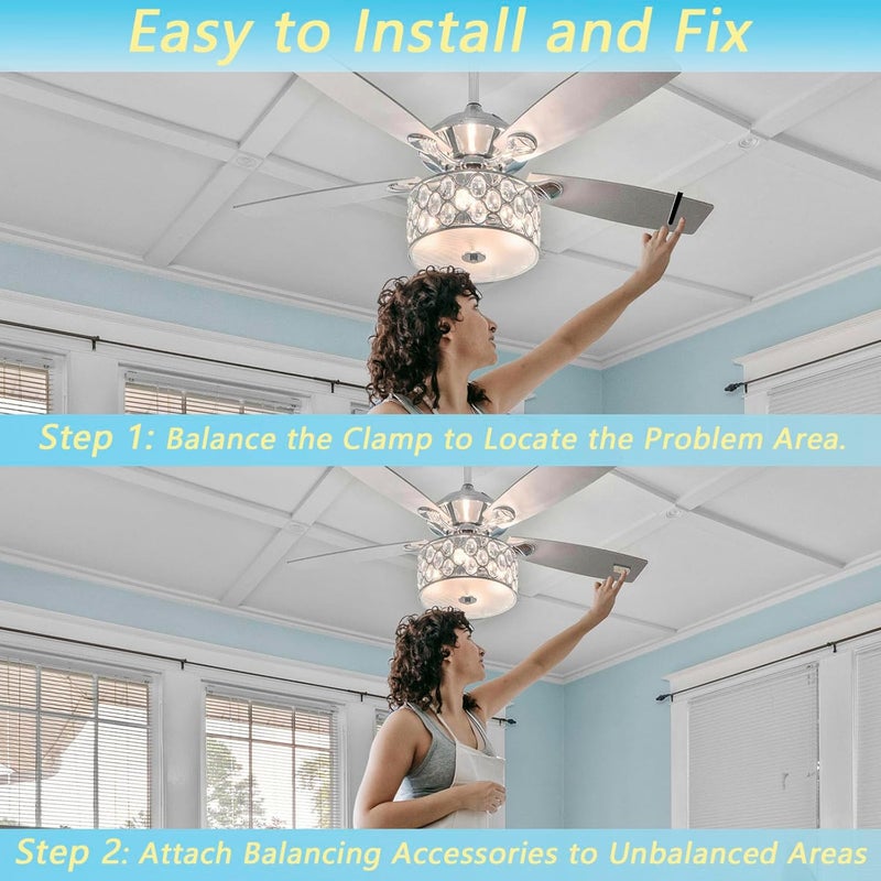 OXDFK 8 PCS Ceiling Fan Blade Balancing Kit, 2 Set Ceiling Fan Balancing Kit Including 2 pcs Plastic Fan Balancing Clips and 6 PCS Metal Self-Adhesive 3G Weight for Ceiling Fan Weight Balancing - Image 4
